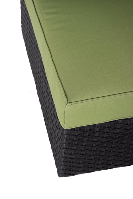 Fauteuil sans accoudoirs Barbados pour la terrasse à l’extérieur - osier en résine tressé à la main, résistant aux rayons UV et aux intempéries - noir et vert