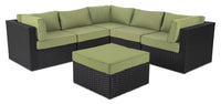  Ensemble Barbados 6 pièces pour la terrasse avec pouf - vert