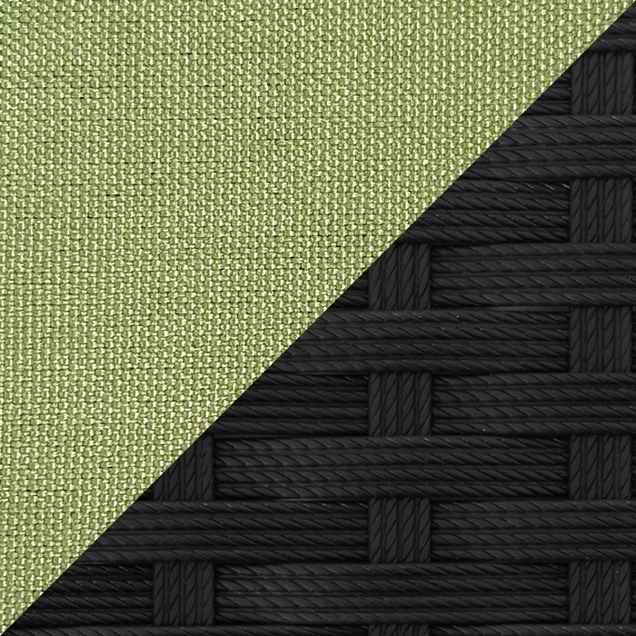 Fauteuil en coin Barbados pour la terrasse à l’extérieur - osier en résine tressé à la main, résistant aux rayons UV et aux intempéries - noir et vert