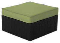  Pouf Barbados pour la terrasse à l’extérieur - osier en résine tressé à la main, résistant aux rayons UV et aux intempéries - noir et vert