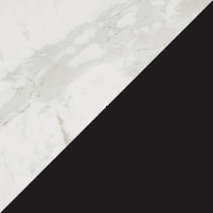 Ensemble de salle à manger Bari 5 pièces en métal avec table de 63 po (L) avec dessus en céramique d’apparence marbre et 4 chaises pivotantes grises