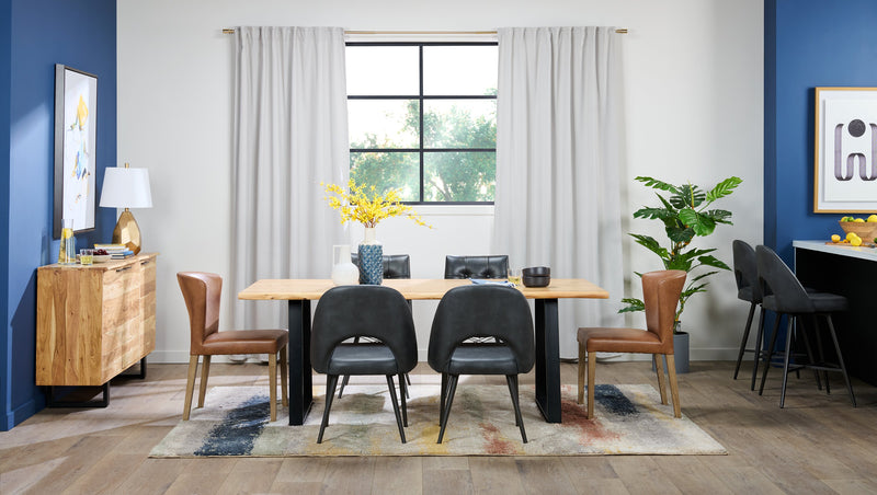 Chaise de salle à manger Bay de Kort & Co. en tissu de cuir végétalien et en métal - anthracite