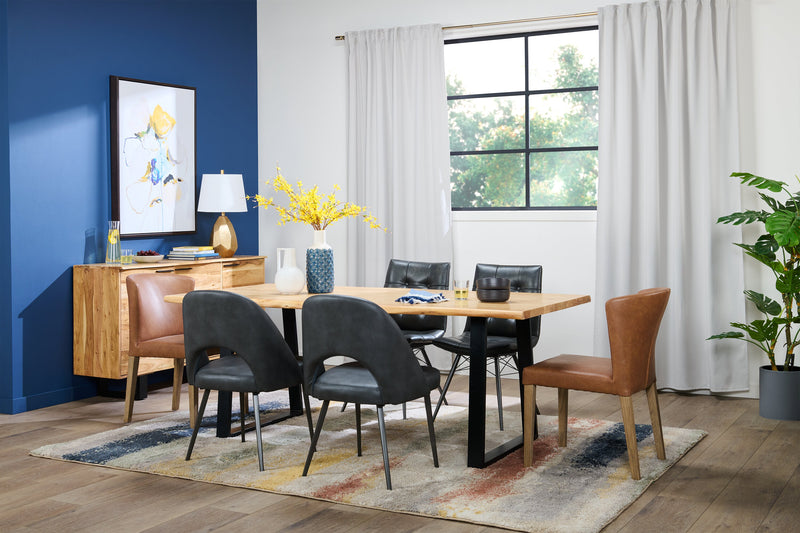 Chaise de salle à manger Bay de Kort & Co. en tissu de cuir végétalien et en métal - anthracite