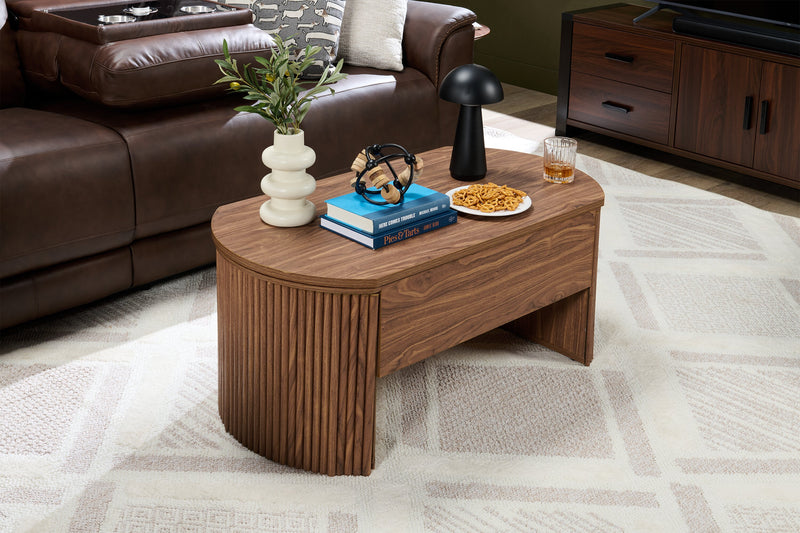 Table à café Briggs de 39,76 po avec dessus relevable et rangement - brune