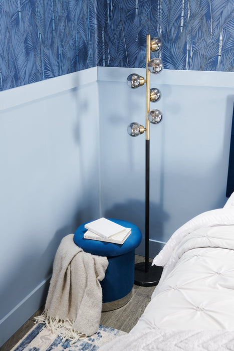 Lampe à pied Bennie de 61,25 po noire et dorée à 5 ampoules