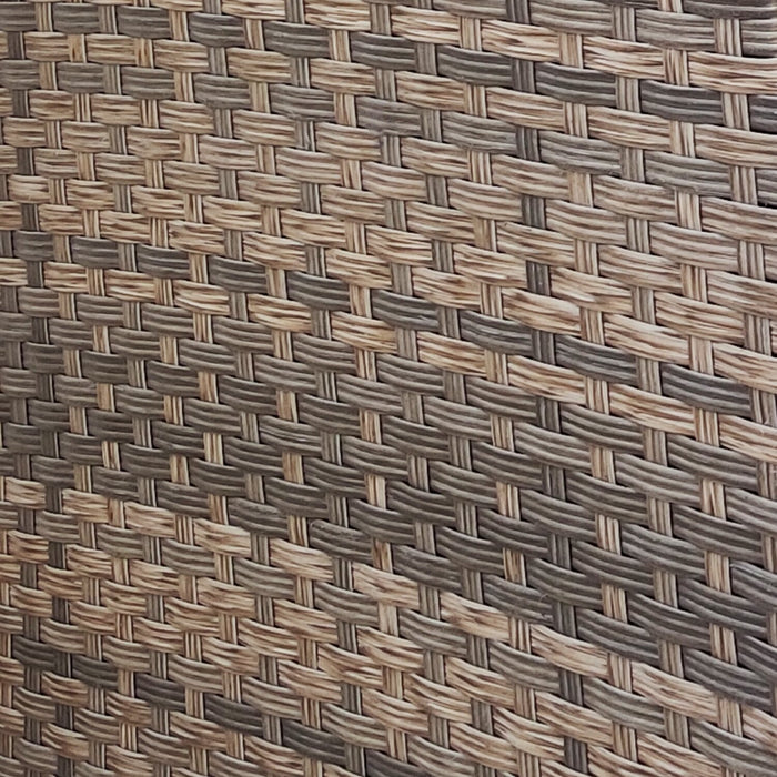 Table Bergen de hauteur régulière pour la terrasse à l’extérieur, osier en résine tressé à la main, dessus en verre - grise