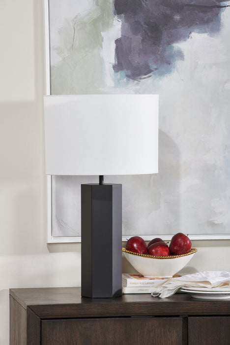 Lampe de table hexagonale Bishop de 26 po noire 