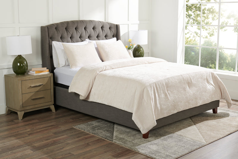 Ensemble d’édredon Bellflower Grove de 3 pièces pour lit double ou grand lit - crème