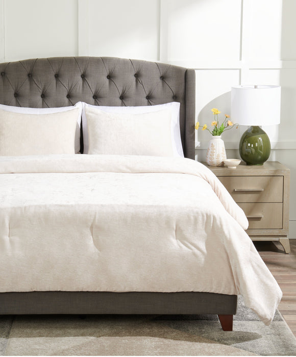 Ensemble d’édredon Bellflower Grove de 3 pièces pour lit double ou grand lit - crème