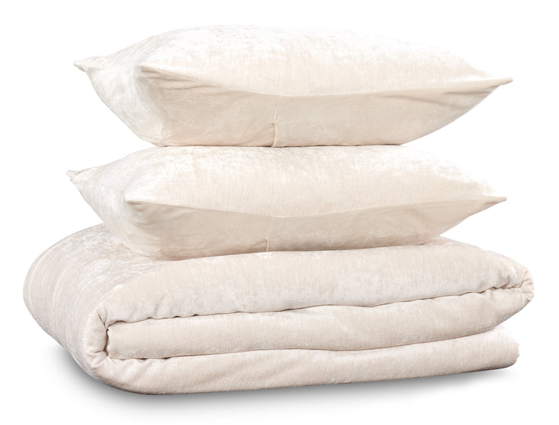 Ensemble d’édredon Bellflower Grove de 3 pièces pour lit double ou grand lit - crème