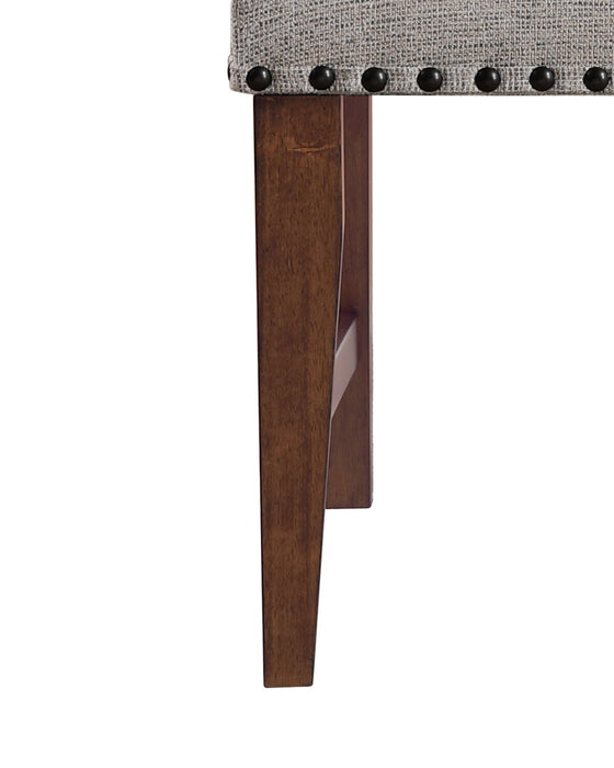 Chaise de salle à manger Boden en tissu de polyester avec bordure de clous décoratifs - beige et brune