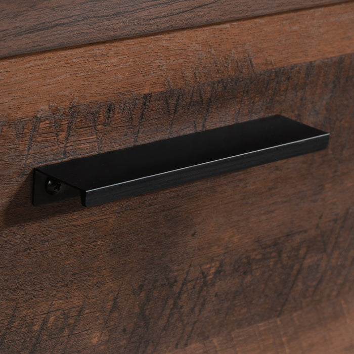 Bahut de bureau Briarbrook de 64,02 po de qualité commerciale avec 2 tiroirs et armoire - brun