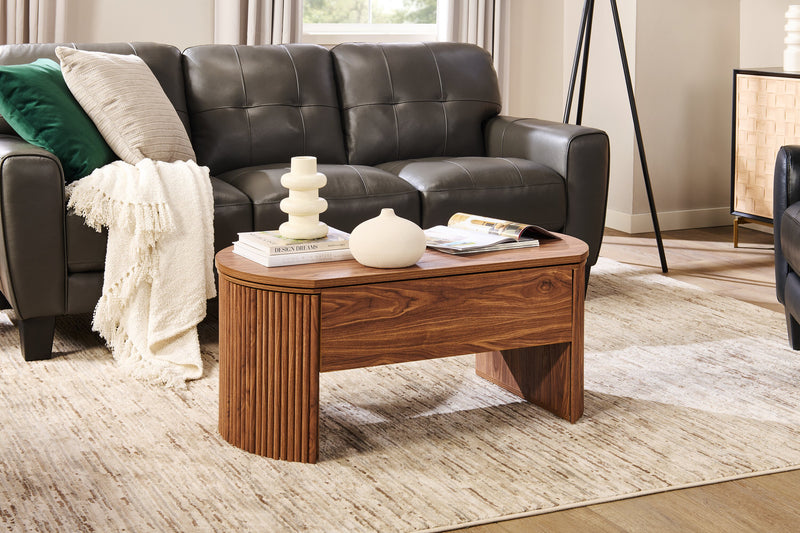 Table à café Briggs de 39,76 po avec dessus relevable et rangement - brune