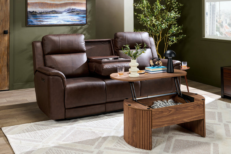 Table à café Briggs de 39,76 po avec dessus relevable et rangement - brune