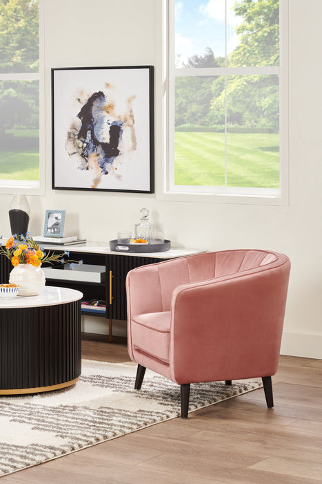 Fauteuil d’appoint Brinley de 29 po en tissu de velours avec pattes en bois - rose