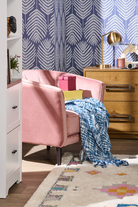 Fauteuil d’appoint Brinley de 29 po en tissu de velours avec pattes en bois - rose