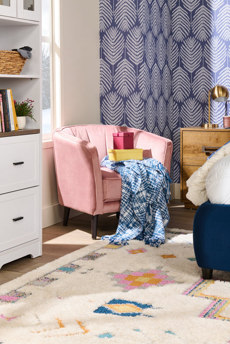 Fauteuil d’appoint Brinley de 29 po en tissu de velours avec pattes en bois - rose