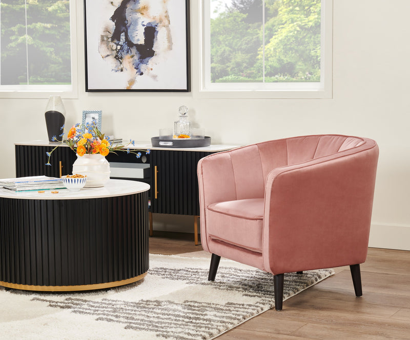 Fauteuil d’appoint Brinley de 29 po en tissu de velours avec pattes en bois - rose