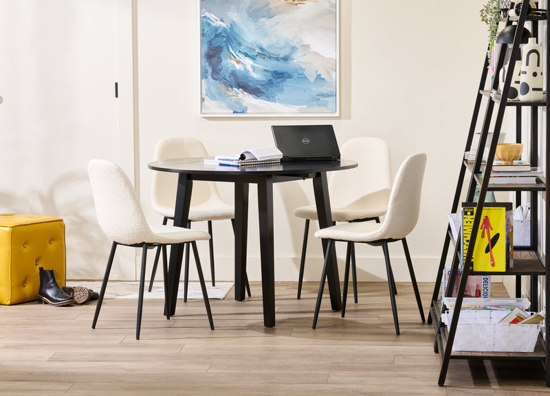 Table de salle à manger ronde Bryn de 42 po avec abattant - noire