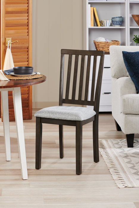 Ensemble de salle à manger Bryn 3 pièces avec table ronde de 42 po à abattant et 2 chaises en tissu  - gris foncé