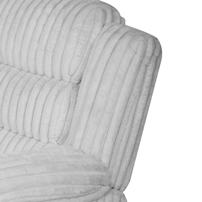 Causeuse inclinable Bryson de 72 po en tissu de fausse fourrure avec console de rangement - gris brume