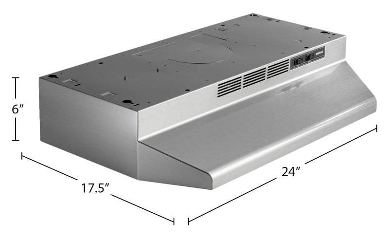 Hotte de cuisinière sous l'armoire Broan de série BU2 de 24 po - acier inoxydable - BU224SF