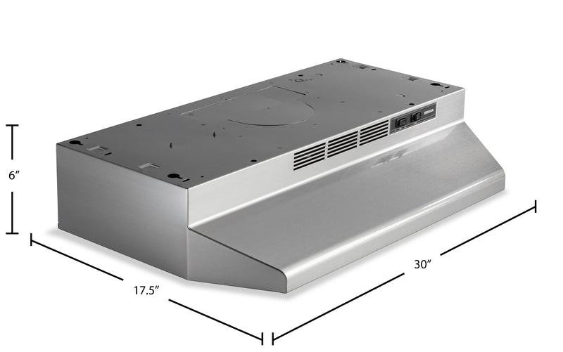 Hotte de cuisinière sous l'armoire Broan de série BU2 de 30 po - acier inoxydable - BU230SF \t