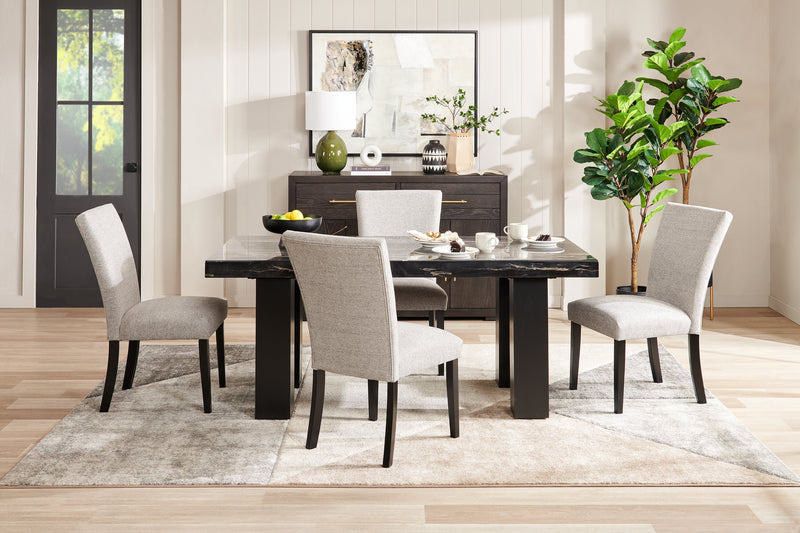 Table de salle à manger Burk de 72 po (L) avec dessus en résine époxy en imitation de marbre - noire