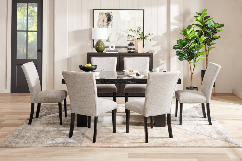 Table de salle à manger Burk de 72 po (L) avec dessus en résine époxy en imitation de marbre - noire