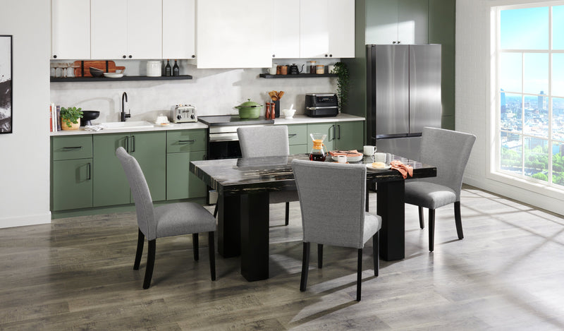 Chaise de salle à manger Burk en tissu de polyester - grise