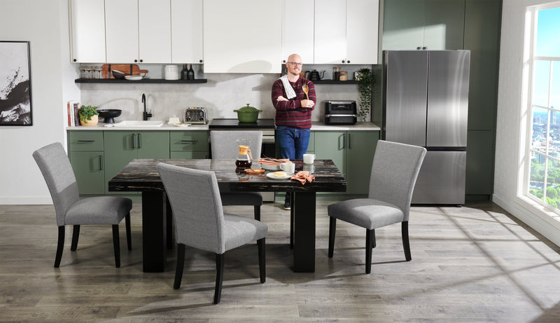 Chaise de salle à manger Burk en tissu de polyester - grise