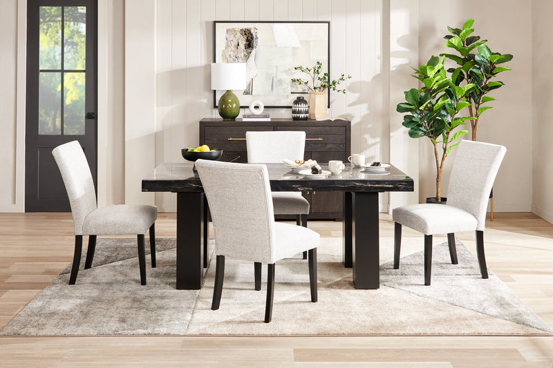 Chaise de salle à manger Burk en tissu de polyester - blanche