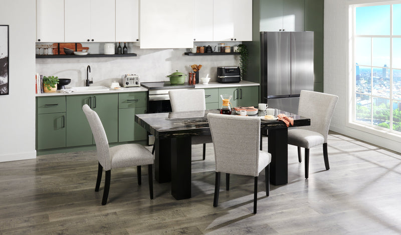 Chaise de salle à manger Burk en tissu de polyester - blanche