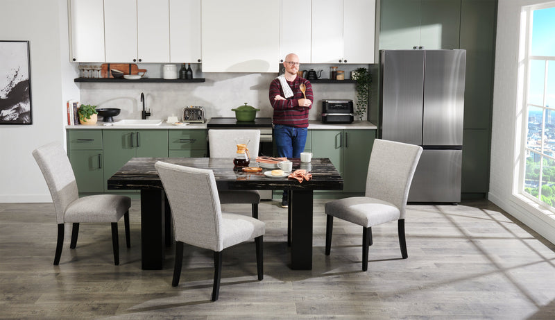 Chaise de salle à manger Burk en tissu de polyester - blanche