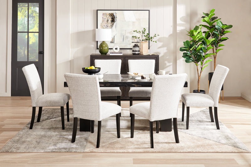 Chaise de salle à manger Burk en tissu de polyester - blanche