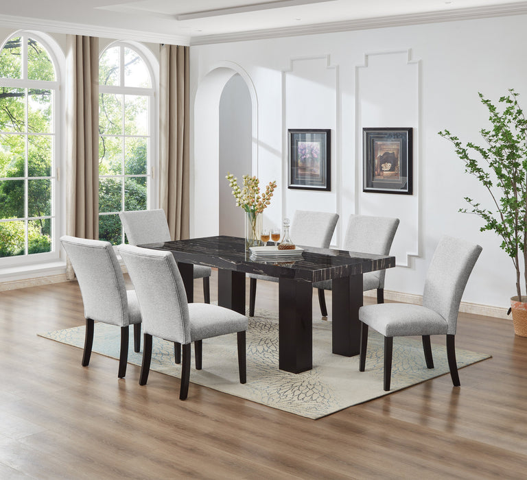 Chaise de salle à manger Burk en tissu de polyester - blanche