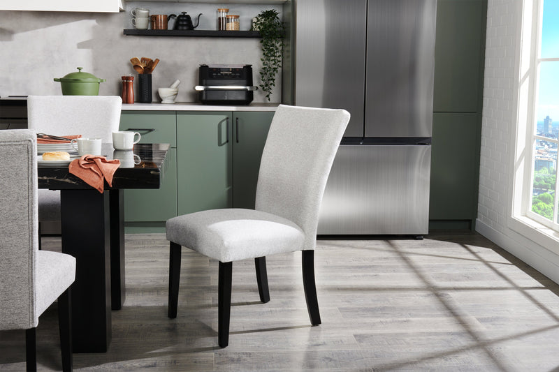 Chaise de salle à manger Burk en tissu de polyester - blanche