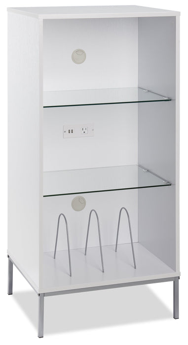 Meuble audio moderne Cade de 20,75 po avec rangement et système de gestion des câbles - blanchi