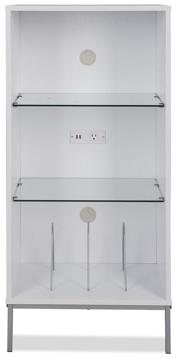 Meuble audio moderne Cade de 20,75 po avec rangement et système de gestion des câbles - blanchi