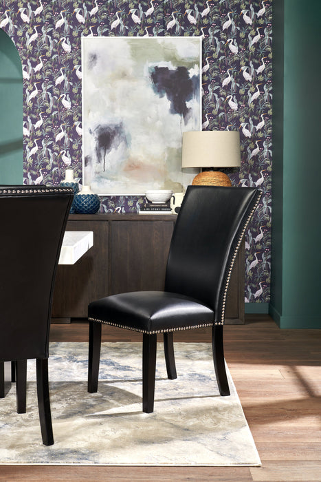 Chaise de salle à manger Cami en tissu en similicuir - noire