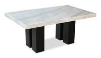 Table de salle à manger Cami de 70 po (L) avec dessus en marbre véritable - blanche