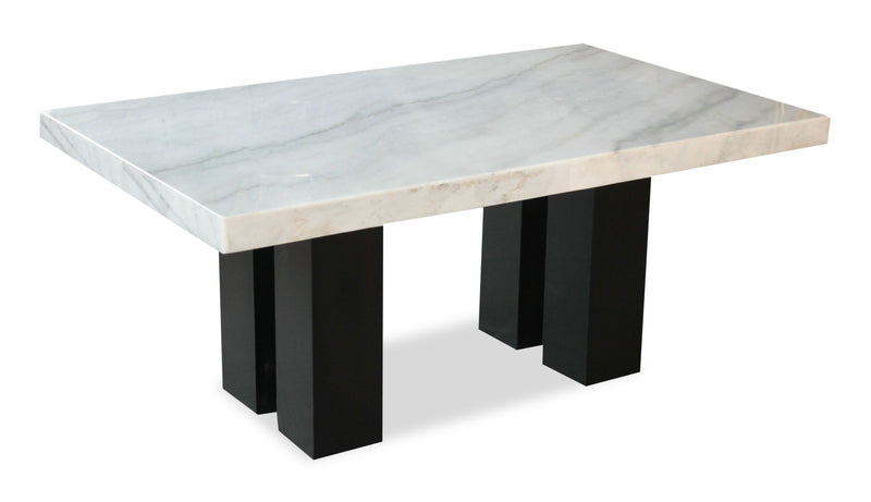 Table de salle à manger Cami de 70 po (L) avec dessus en marbre véritable - blanche