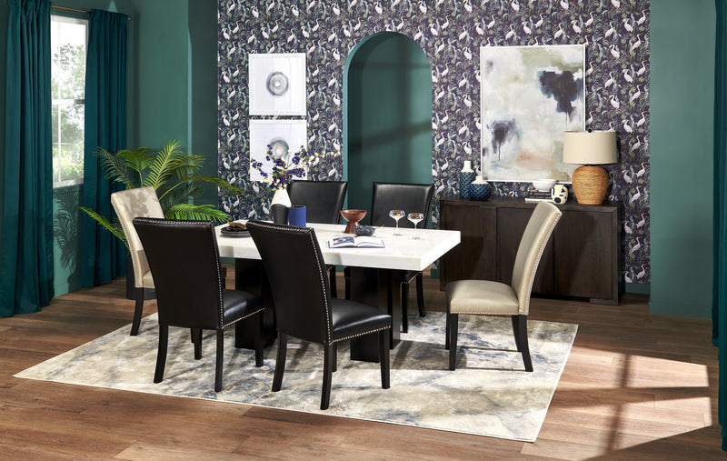 Table de salle à manger Cami de 70 po (L) avec dessus en marbre véritable - blanche
