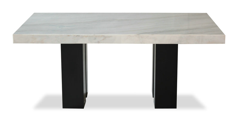 Table de salle à manger Cami de 70 po (L) avec dessus en marbre véritable - blanche