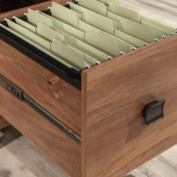 Bureau d’ordinateur Cannery Bridge de qualité commerciale à 3 tiroirs avec armoire - brun