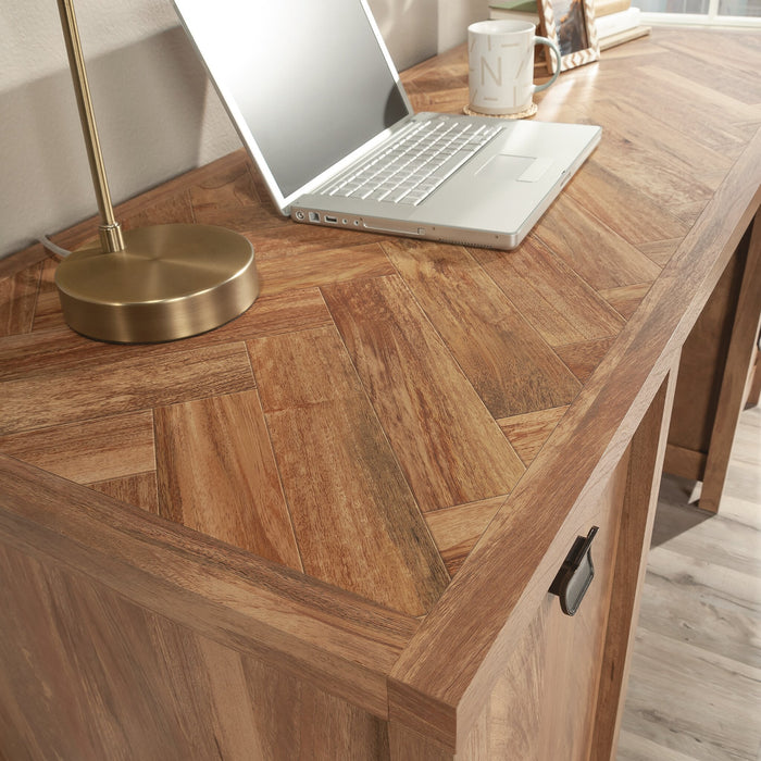 Bureau d’ordinateur Cannery Bridge de qualité commerciale à 3 tiroirs avec armoire - brun