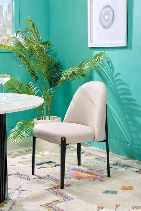 Chaise de salle à manger Capri de Kort & Co. en tissu de cuir végétalien et en métal - taupe