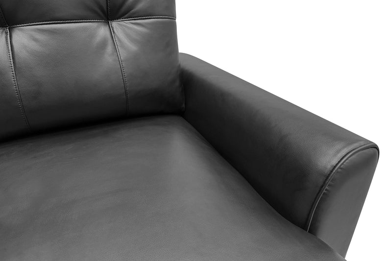 Sofa-lit sectionnel de droite Carter 2 pièces en tissu d’apparence cuir avec fauteuil long de rangement - noir