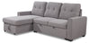 Sofa-lit sectionnel de gauche Carter 2 pièces en tissu d’apparence lin avec fauteuil long de rangement - gris Solis