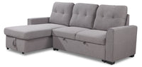  Sofa-lit sectionnel de gauche Carter 2 pièces en tissu d’apparence lin avec fauteuil long de rangement - gris Solis